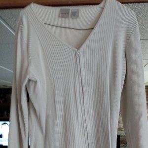 MASSSINI  ZIPPER FRONT  RIBBED KNIT  TOP